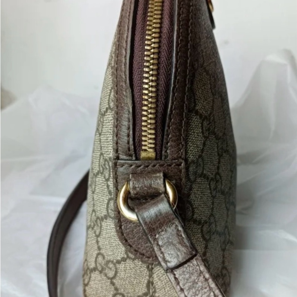 Gucci Ophedia Dome Beige and Brown Crossbody Bag with Red and Green Stripe - Picture 7 of 8